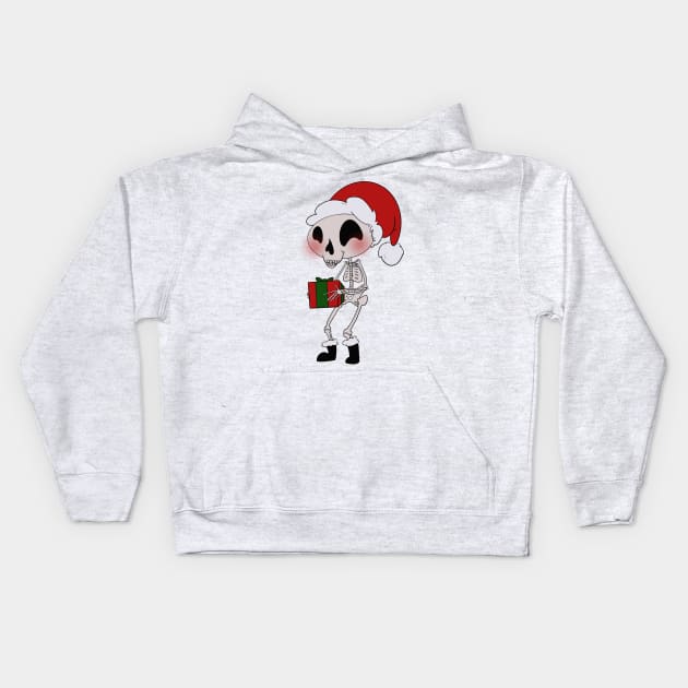 Christmas Skeleton Kids Hoodie by Az